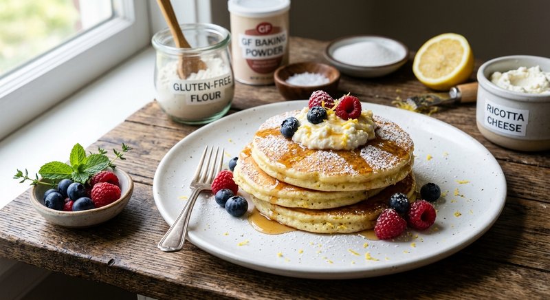 Gluten-Free Lemon Ricotta Pancakes — breakfast recipe, serves 4