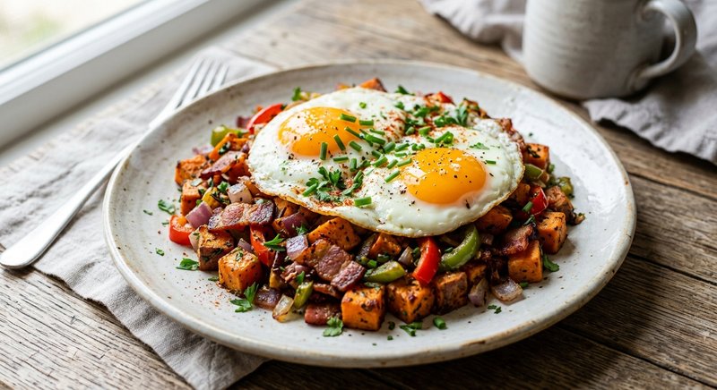 Gluten-Free Loaded Sweet Potato Hash — breakfast recipe, serves 4