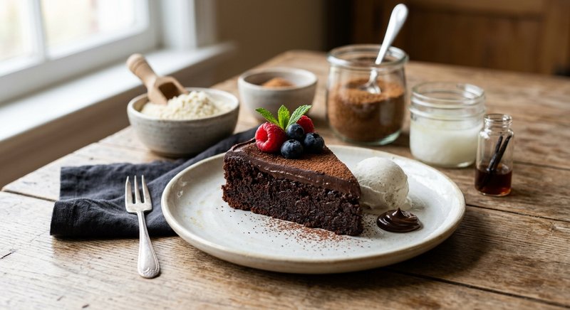 Gluten-Free Flourless Chocolate Cake — desserts recipe, serves 4
