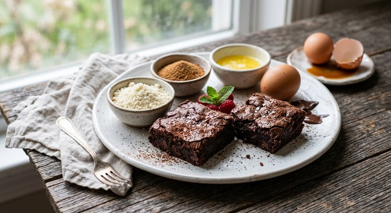 Gluten-Free Fudgy Brownies with Almond Flour — desserts recipe, serves 4