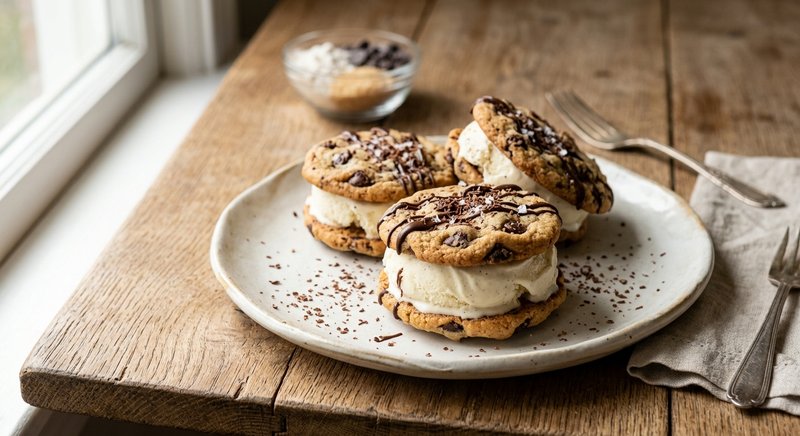 Gluten-Free Ice Cream Sandwiches with Cookies — desserts recipe, serves 4