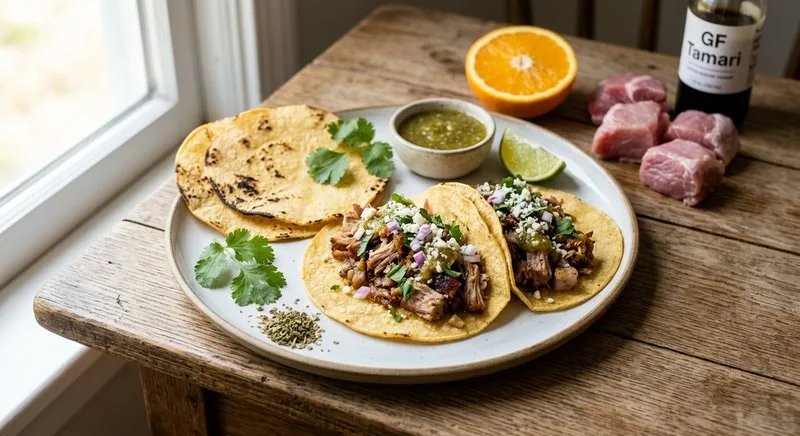 Gluten-Free Carnitas in Corn Tortillas