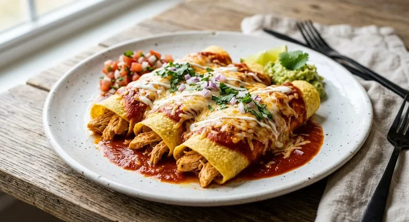 Gluten-Free Chicken Enchiladas in Corn Tortillas