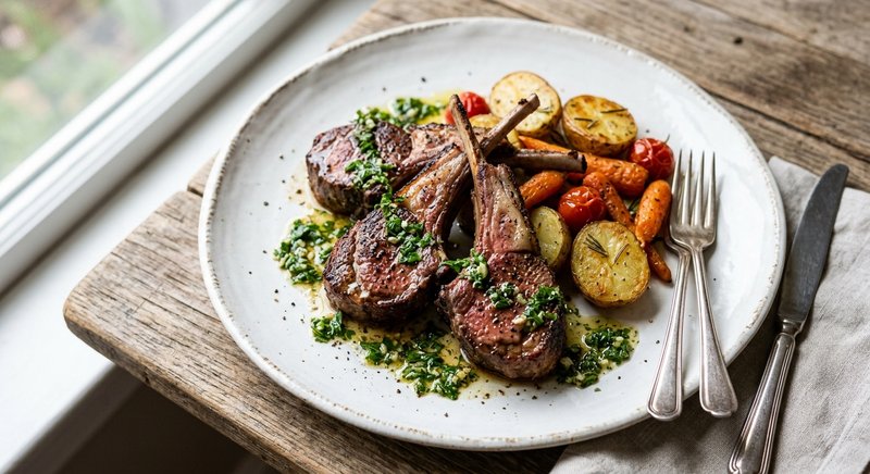 Gluten-Free Lamb Chops with Herb Sauce — dinner recipe, serves 4