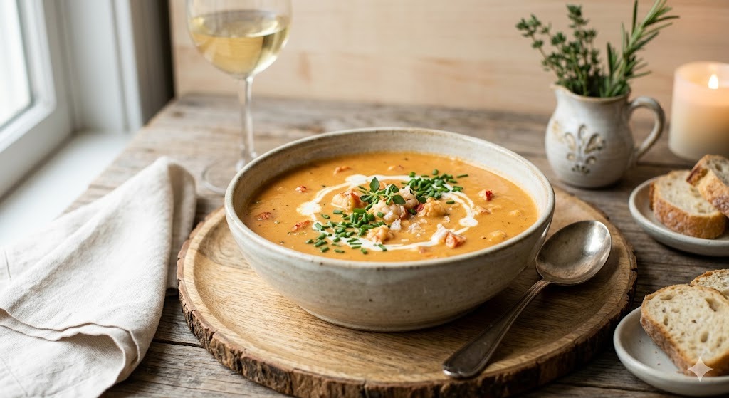 Gluten-Free Lobster Bisque with Cornstarch — dinner recipe, serves 4