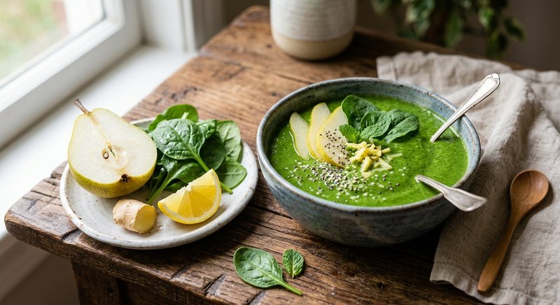 Gluten-Free Pear Spinach Juice — drinks and smoothies recipe, serves 2