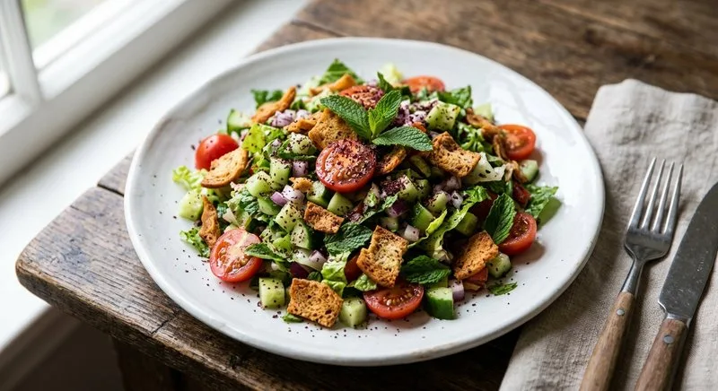 Gluten-Free Fattoush Salad with Bread Chips