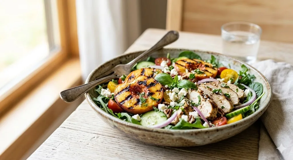 Gluten-Free Grilled Peach and Chicken Salad
