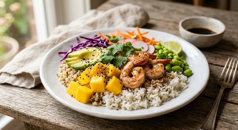 Gluten-Free Mango Shrimp Rice Bowl — lunch recipe, serves 4