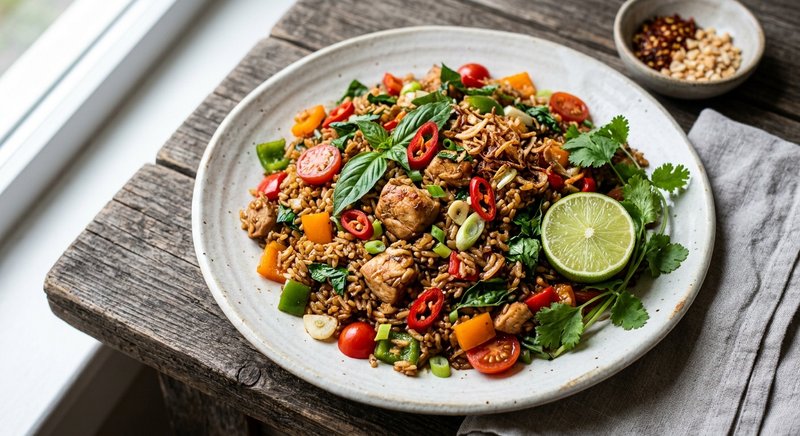 Gluten-Free Spicy Thai Basil Fried Rice — lunch recipe, serves 4
