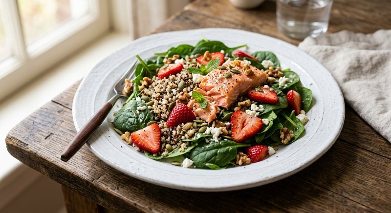 Gluten-Free Spinach Strawberry Salad — lunch recipe, serves 4