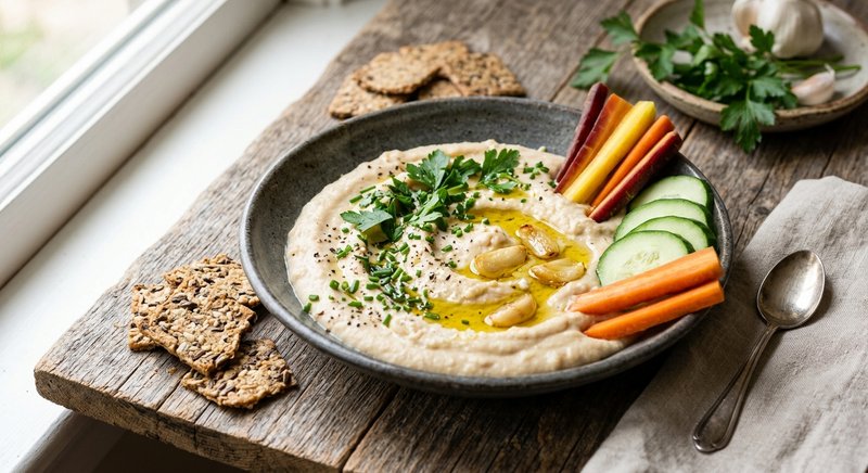 Gluten-Free Roasted Garlic White Bean Dip — party and appetizers recipe, serves 8