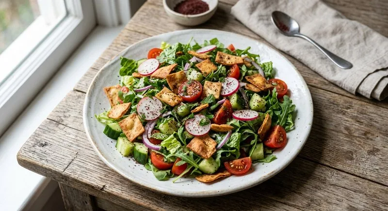 Gluten-Free Fattoush with Pita Chips