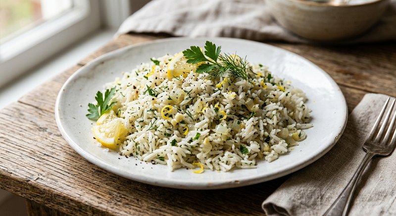 Gluten-Free Lemon Herb Rice Pilaf — salads and sides recipe, serves 4