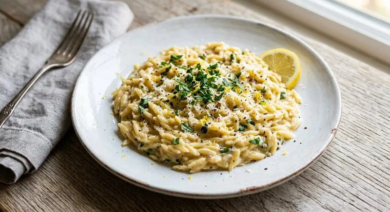 Gluten-Free Lemon Parmesan Orzo with Pasta