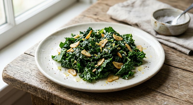 Gluten-Free Sauteed Kale with Garlic — salads and sides recipe, serves 4
