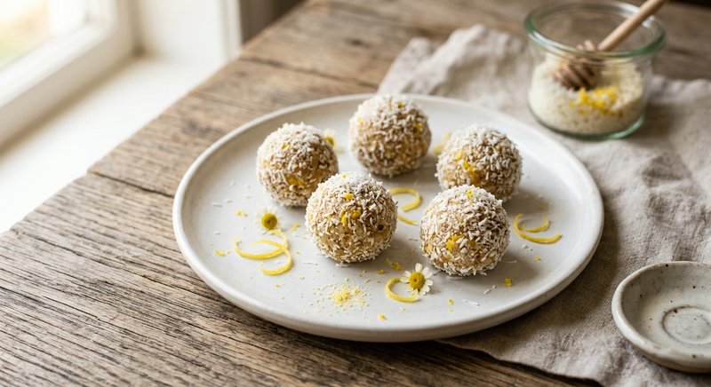 Gluten-Free Lemon Coconut Bliss Balls — snacks recipe, serves 4