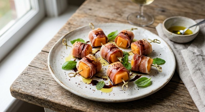 Gluten-Free Prosciutto-Wrapped Melon — snacks recipe, serves 4
