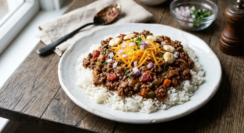 Gluten-Free Cincinnati Chili on Rice
