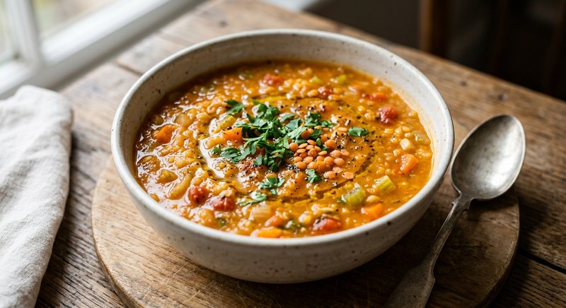 Gluten-Free Red Lentil Soup — soups and stews recipe, serves 4