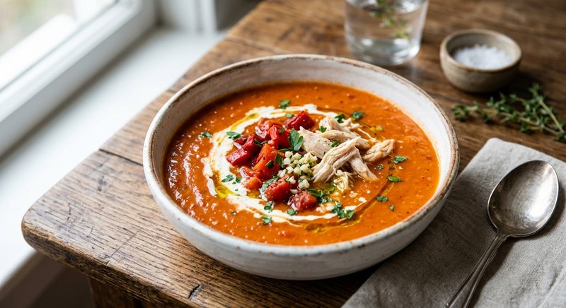 Gluten-Free Roasted Red Pepper Soup — soups and stews recipe, serves 4